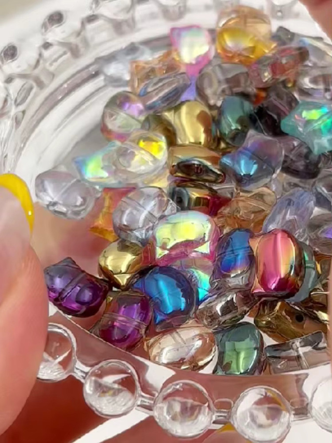 50 Stück Katzenkopf-Glas-Abstandsperlen, bunt - Bild 5