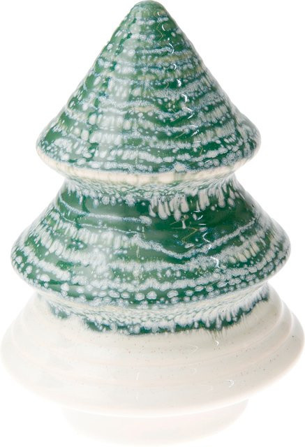 Rico Design Porzellan Tannenbaum Weihnachtsdeko Grün-Weiß Höhe: 10,8 cm, Breite: 15,5 cm - Bild 1