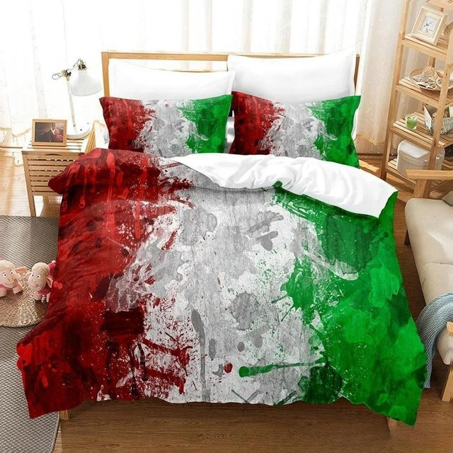 Bettwäsche-Set mit Italienischer Flagge von Binchi Outdoor Product, Mikrofaser, Mehrfarbig, B/H: 140 x 210 cm - Bild 1