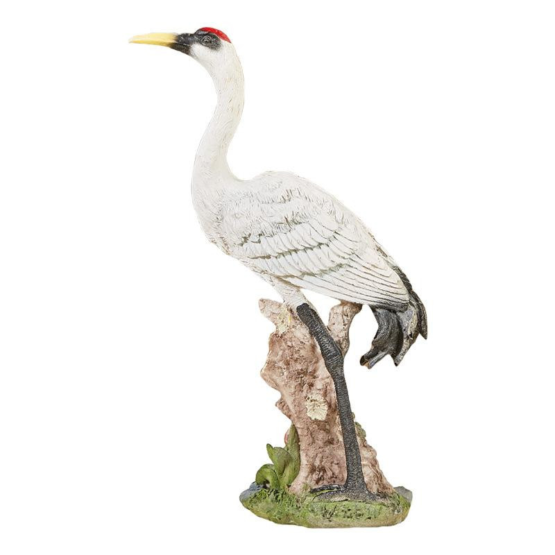 Yiran Furniture Kran Ornament aus Harz als Tier Modell Skulptur für Garten und Landschaftsgestaltung, B/H/T: 16,0 x 26,5 x 16,0 cm - Bild 2