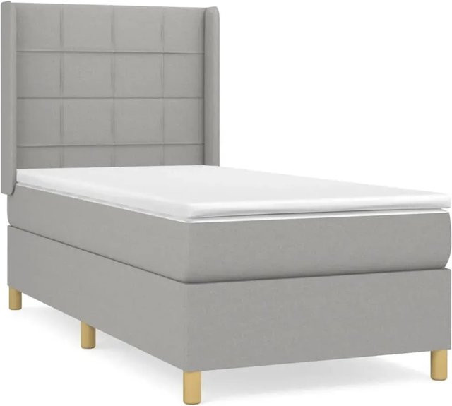 vidaXL Boxspringbett mit Matratze in Hellgrau, Hybridbett mit Taschenfederkern, B/T: 100 x 200 cm - Bild 1