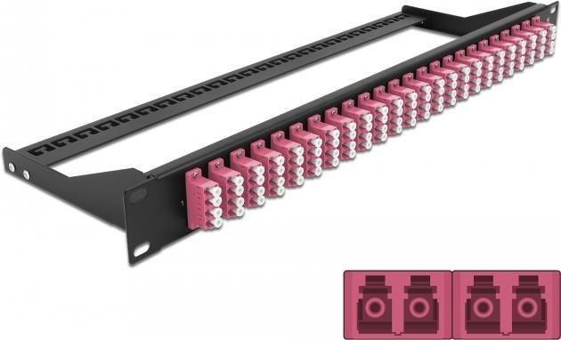 Delock LWL-Patchpanel 24 Port LC Quad MM, Rack montierbar, 1 HE, Schwarz-Violett - Bild 1