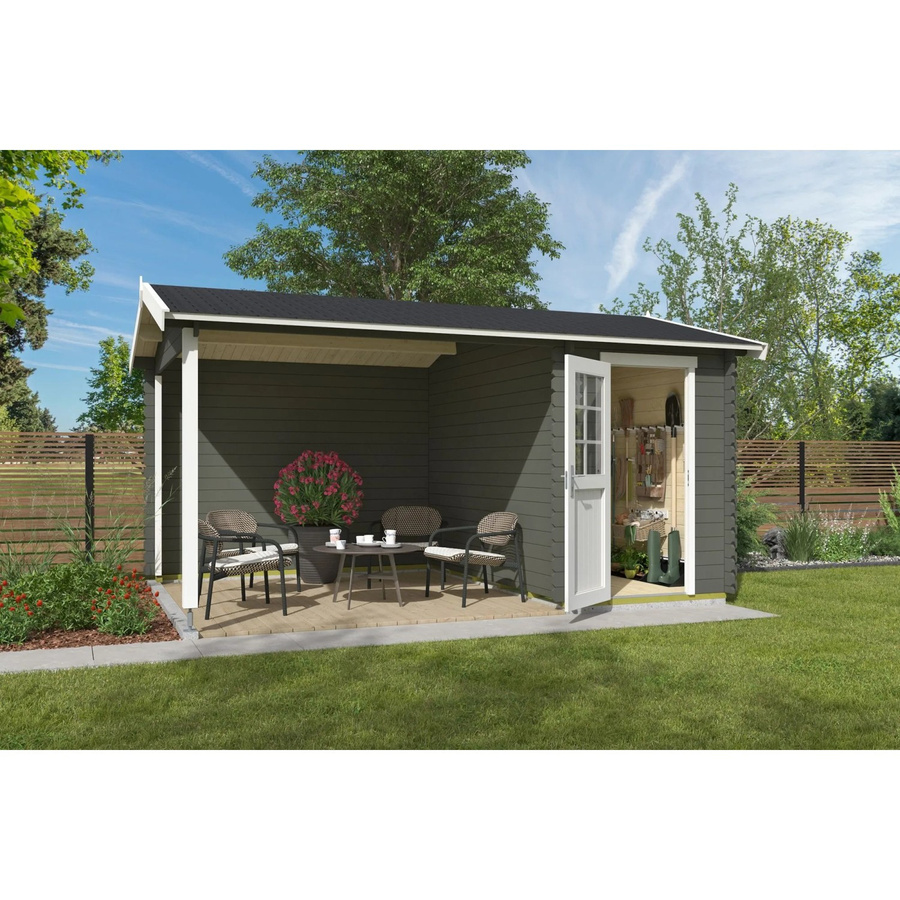 Lasita Gartenhaus Wibo in Grüngrau B/H/T: 465 x 245,1 x 337,8 cm - Bild 3