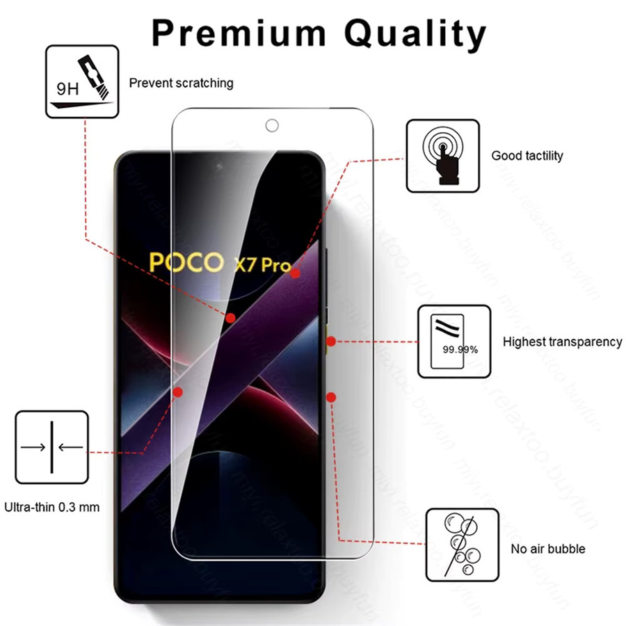 5er-Pack Xiaomi Poco X7 Pro 5G Schutzglas aus gehärtetem Glas, transparent, HD Display Schutzfolie - Bild 3