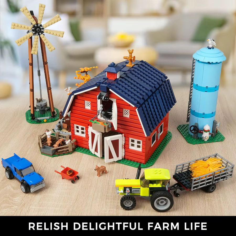 HOGOKIDS Bauernhof-Scheunen-Bauset mit Licht, Windmühle, Traktor und Tieren in Mehrfarbig für Kinder und Erwachsene ab 8 Jahren - Bild 3