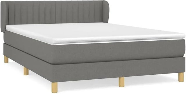 vidaXL Boxspringbett Hybrid mit Matratze und Kopfteil, Grau, B/T/H: 140 x 190 x 78 cm - Bild 1