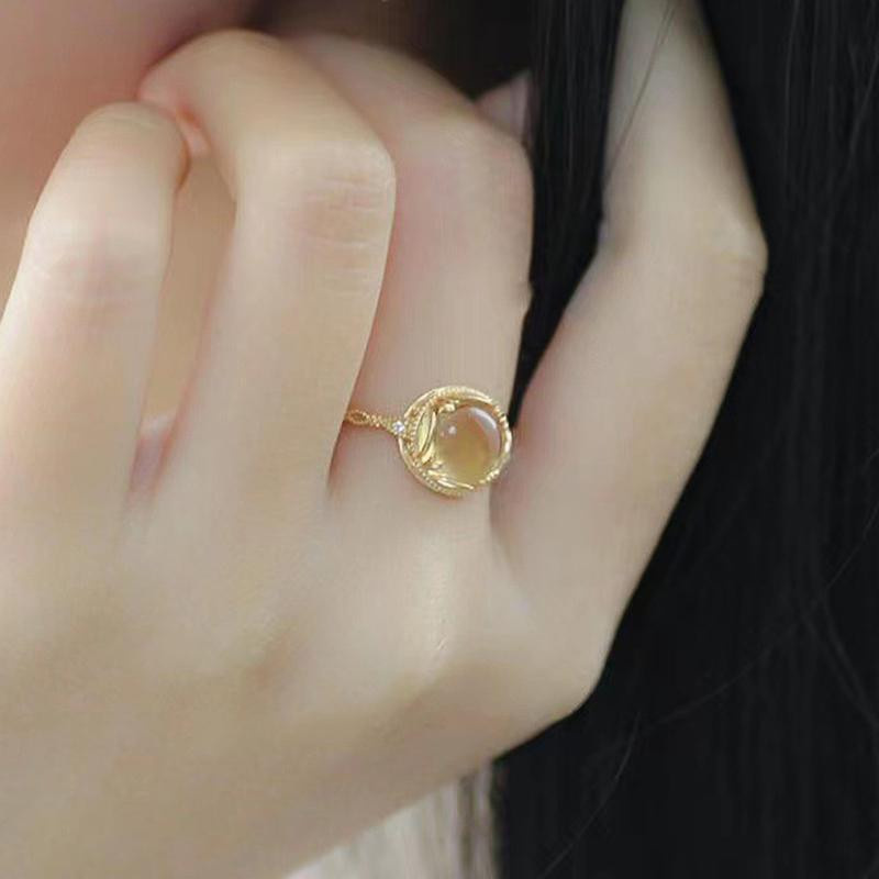 Huitan Ring, Gelb, Imitationsopal, Zirkonia, Kupfer, Damen - Bild 3