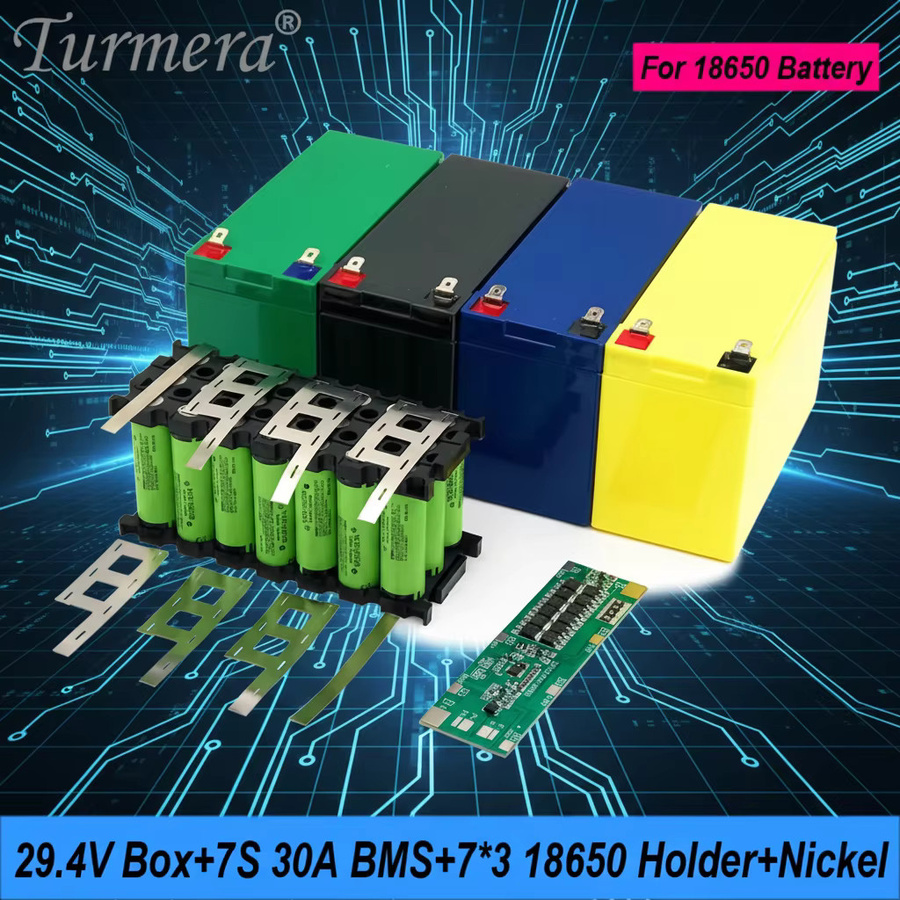 Turmera 30A Balance BMS Batteriehalter 7S3P in Schwarz für 24V und 29,4V 18650 Akkus mit Schweißnickelgehäuse - Bild 2