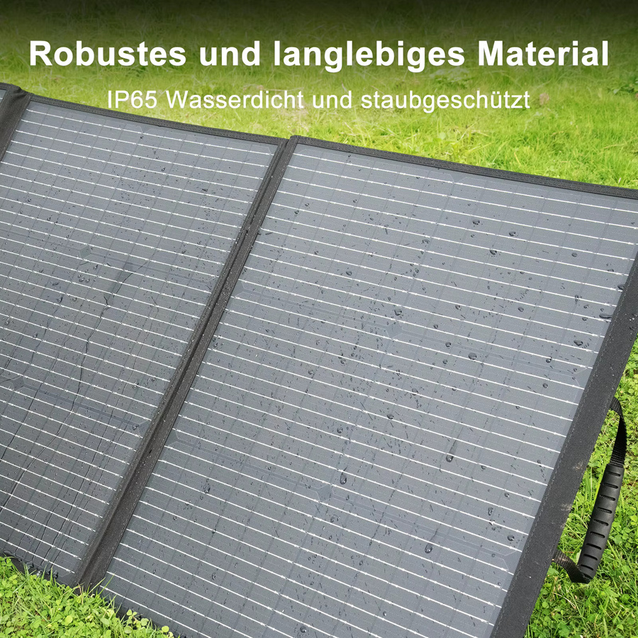 SolarPlay Tragbares Wasserdichtes Solarmodul 200W Faltbares Monokristallines Solarladegerät in Schwarz für Outdoor-Camping und Wohnmobile - Bild 5