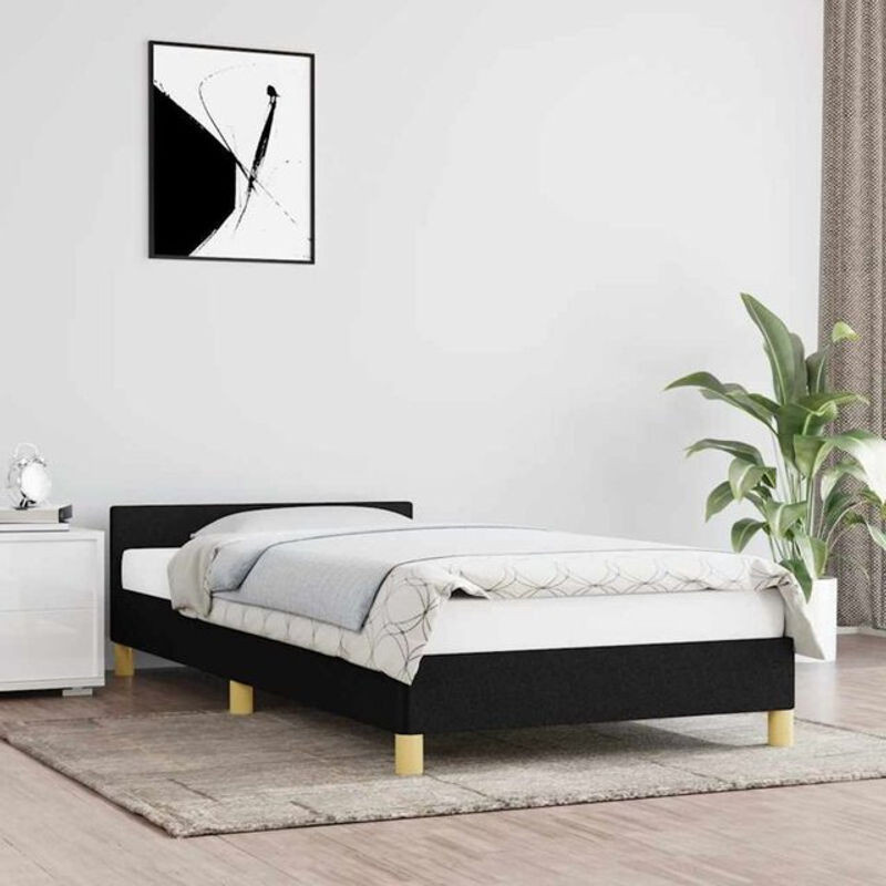 vidaxl Polsterbett aus Stoff und Holzwerkstoff in Schwarz, B/T: 100 x 200 cm - Bild 1
