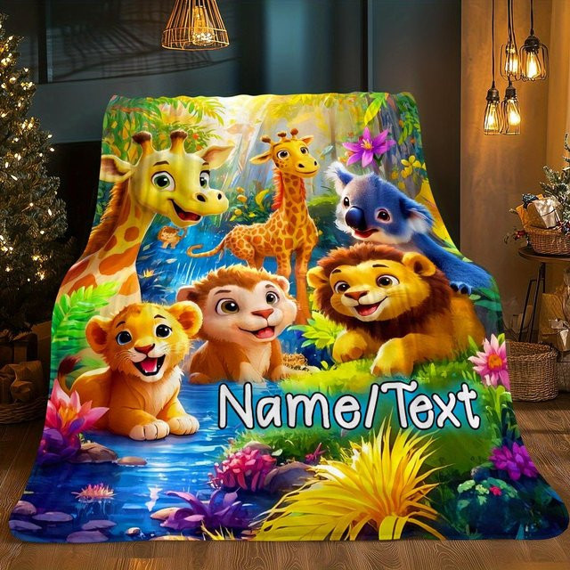 JMG Household Supplies Kuschelige Fleece Decke mit Dschungeltieren für Kinder, B/B: 130 x 150 cm, Mehrfarbig - Bild 1