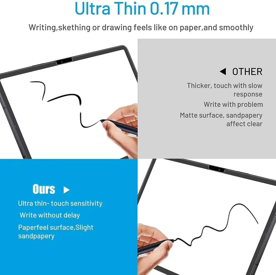 2 Stück matte Papierfolie Displayschutzfolie für Samsung Galaxy Tab S9 FE Plus, S8, S7, S6 Lite, A9 Plus, A8, A7 Lite, transparent - Bild 3
