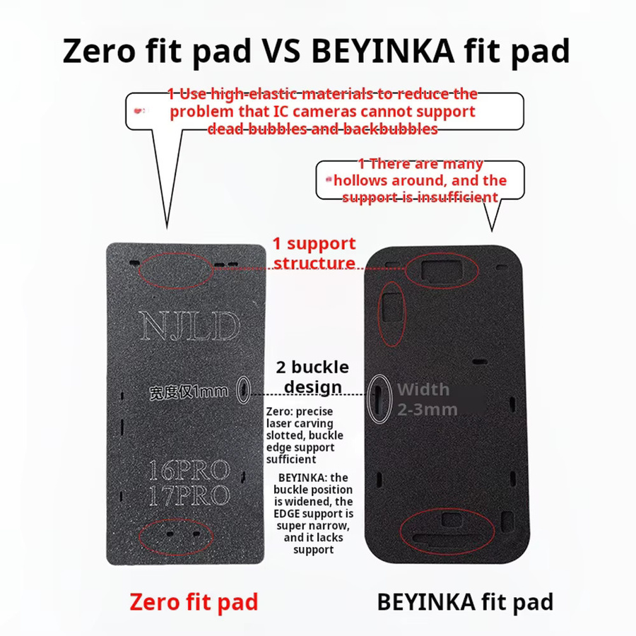 NJLD Inframe Laminierform-Pad Schwarz für iPhone 17 Air, 17 Pro Max, 16 Pro, 16, 15 Plus, 14, 13, 12 als elastische Matte für die LCD-Bildschirmglas-Reparatur - Bild 3
