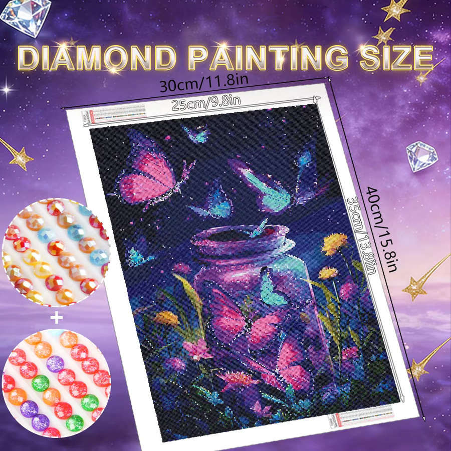 HUACAN AB Diamantmalerei Schmetterling Fantasie-Landschaft Komplettset, Multicolour, B/H: 30 x 20 cm - Bild 2