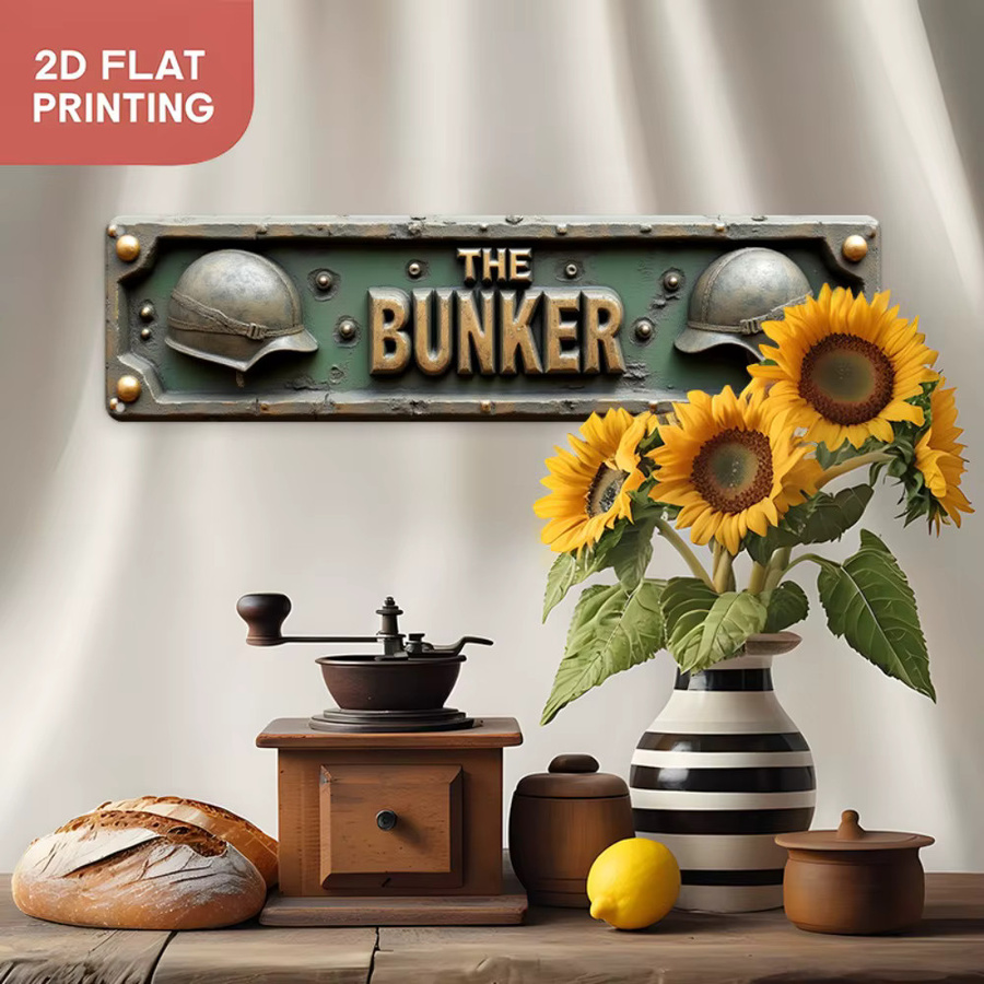 Vintage Aluminium-Wandschild THE BUNKER von CIFBUY – Robuste Metallplakette für deine Dekoration in Zuhause oder Büro - Bild 5