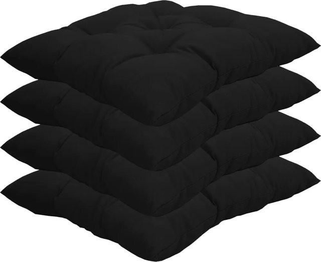 NYVI Genua Sitzkissen 4er Set Schwarz, quadratisch und gesteppt, B/B: 38 x 38 cm - Bild 1