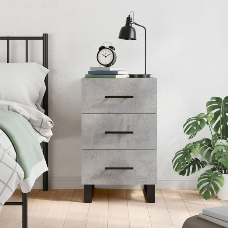 Modern Nachttisch vidaxl in Betongrau aus Holzwerkstoff und Metall, B/T/H: 40 x 40 x 66 cm - Bild 1