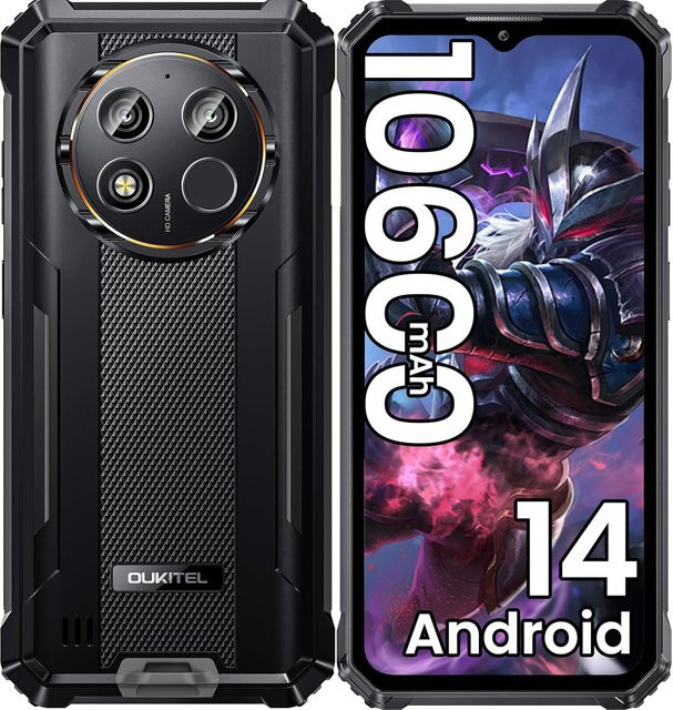OUKITEL WP28E Robustes Smartphone in Schwarz mit 64GB ROM, 10600mAh Akku, 6,52 Zoll Bildschirm und 4G Dual-SIM - Bild 1