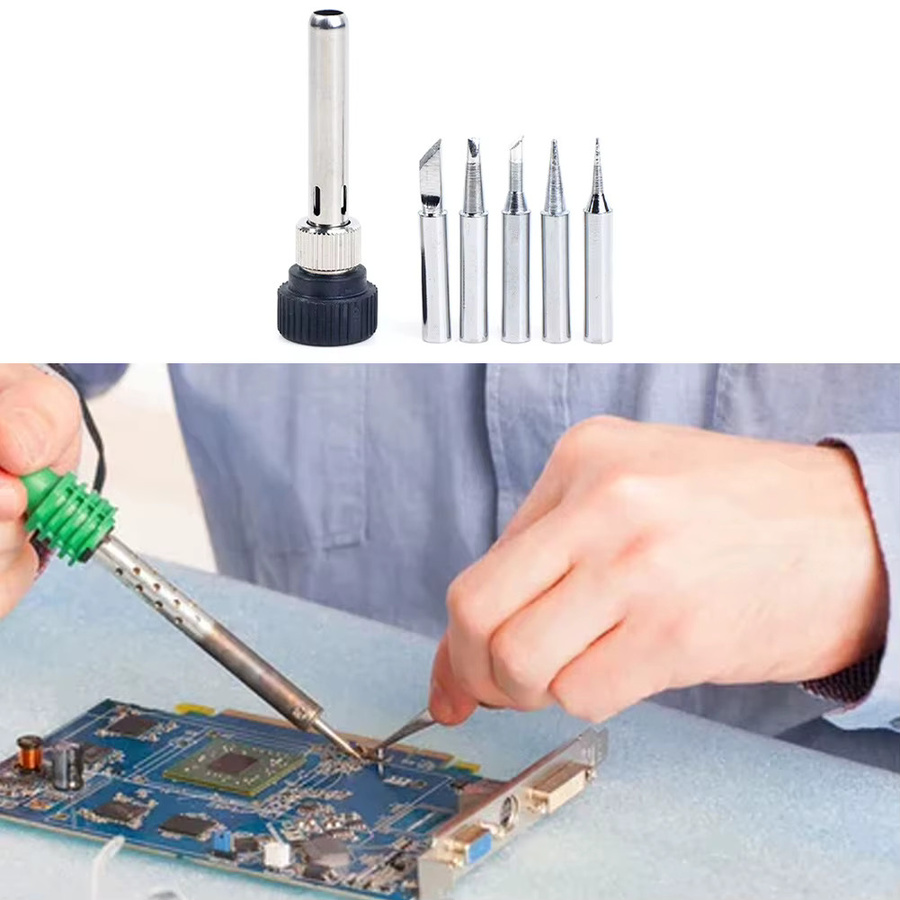 DAZZLEEX Lötspitzen-Set für 936 Lötstationen in Silber mit 5 verschiedenen Spitzenformen und Lötkolben-Griffadapter - Bild 2