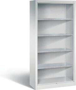 C+P Stahlregal Acurado mit Rückwand, Farbe Lichtgrau, H x B x T: 195 x 93 x 40 cm - Bild 1
