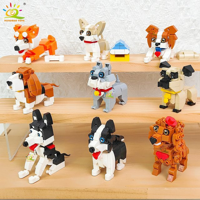 HUIQIBAO Hund Serie Micro Baustein Animal Corgi Husky Bulldog, Spielzeug - Bild 1