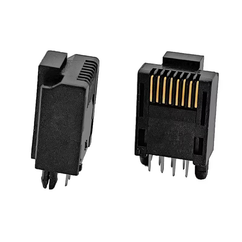 10 Stück Coorle RJ45-Stecker mit langem Gehäuse, modularer Ethernet LAN DIP-Stecker, schwarz, Länge: 15,5 mm - Bild 2