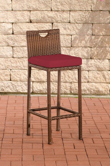 TPFGarden Barhocker Marlies in Rubinrot und Braun-meliert aus Rattan und Kunststoff - Bild 1