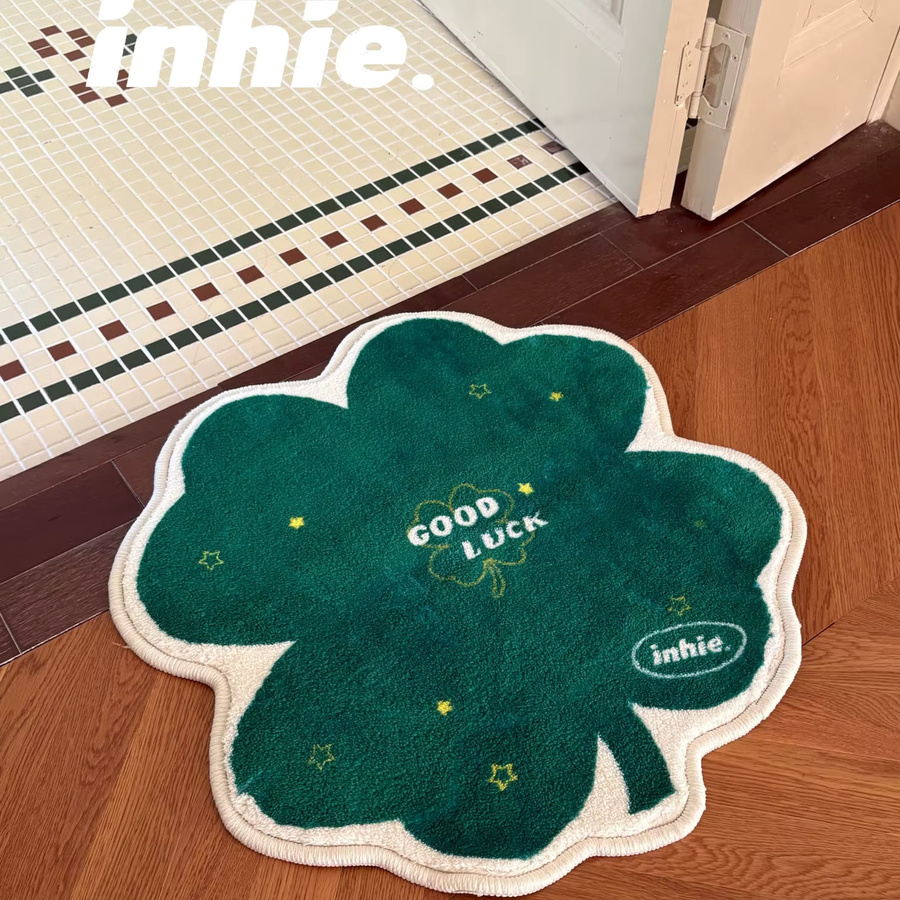 VIKAMA Summer Fresh Kleeblatt-Teppich in Grün mit floralem Design für Schlafzimmer und Wohnräume, Durchmesser: 60 cm - Bild 3
