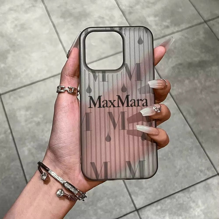 Max Mara Silikon-Handyhülle mit Wellen-Design für iPhone 15 16 17 Pro Max Plus in Grau - Bild 3