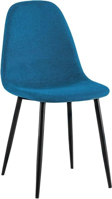 CLP Esszimmerstuhl Napier gepolstert in Blau mit schwarzem Metallgestell - Bild 1