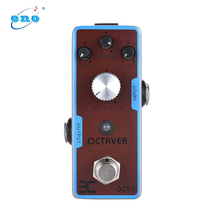 ENO EX OCT-1 Mini Octave Gitarren-Effektpedal mit True Bypass und Vollmetallgehäuse in Braun für E-Gitarre und Bass - Bild 3
