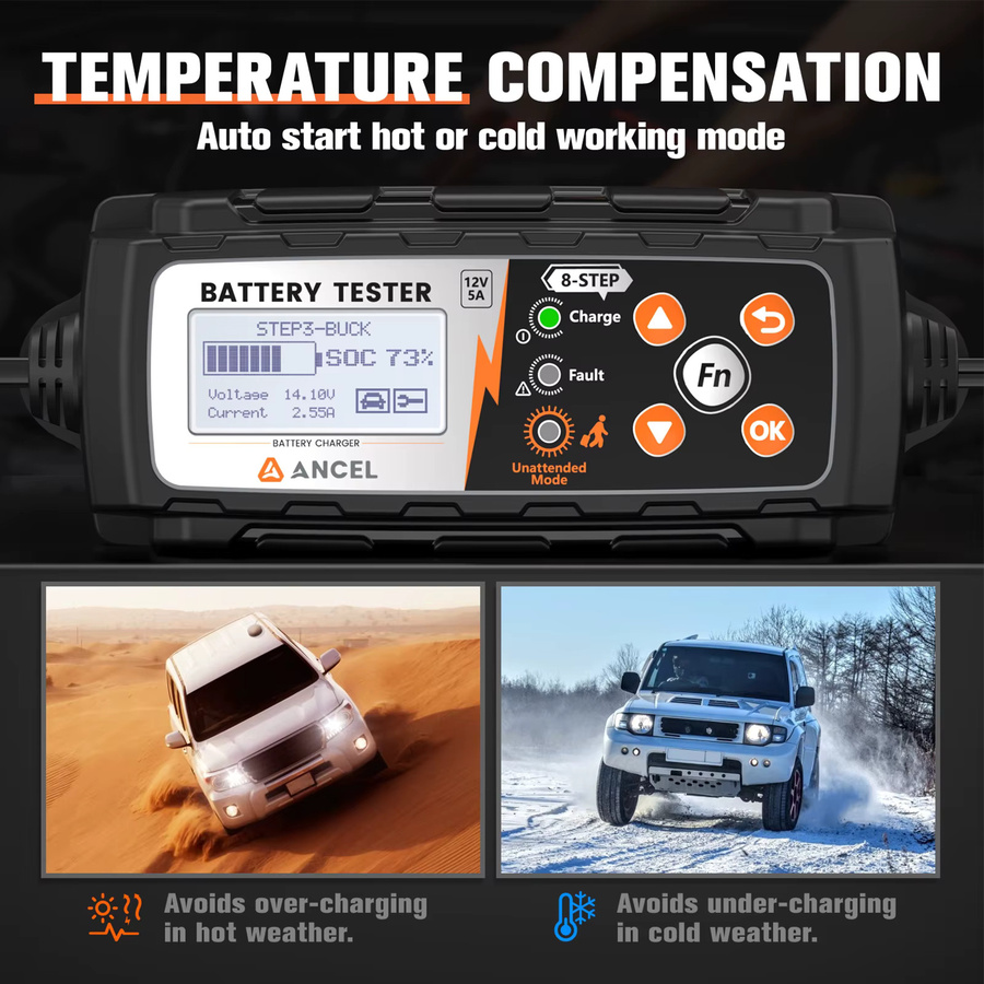 ANCEL BT521 12V Autobatterie-Wechsler und Batterietester in Schwarz für AGM, GEL und Blei-Säure-Batterien zur Kfz-Reparatur und Diagnose - Bild 3