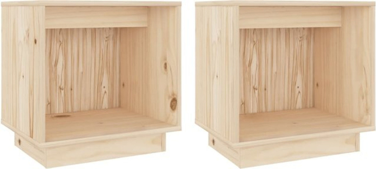Set aus 2 Nachttischen aus Massivholz Kiefer in Natur Braun, Modernes Skandinavisches Design, B/T/H: 40 x 30 x 40 cm, vidaxl - Bild 1