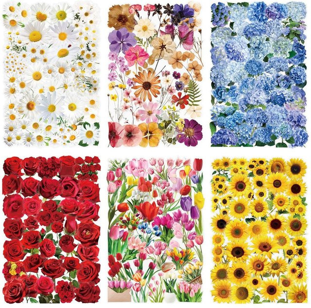 50 Stück transparente Blumen- und Pflanzenaufkleber aus PET als dekoratives Bastelzubehör von LanLanStickersWorld in Multicolour - Bild 1