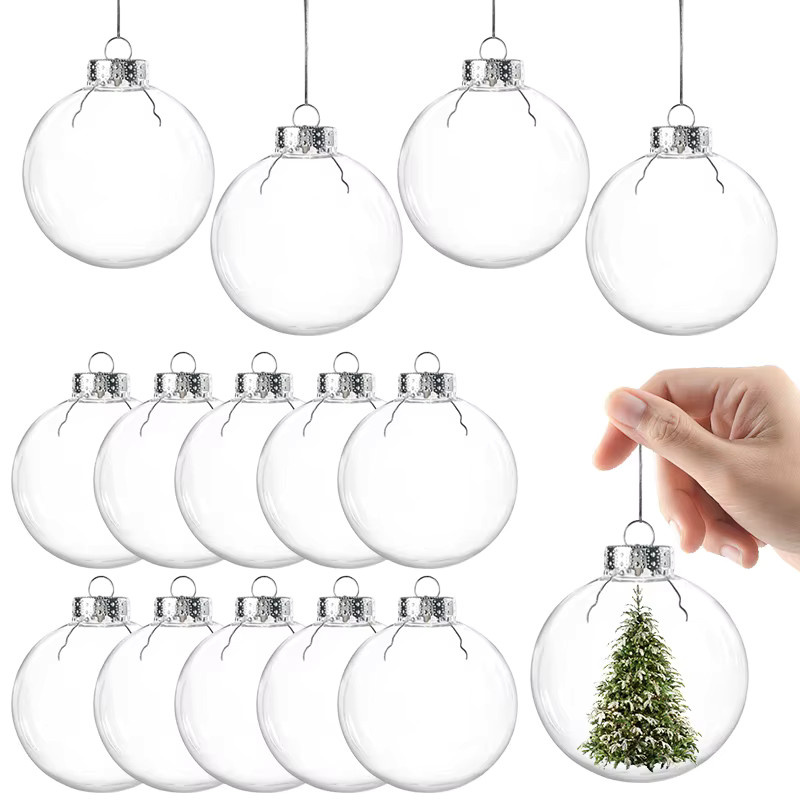 6 Stück ZQNYCY Weihnachtskugeln transparent, befüllbare Weihnachtsbaum Ornamente aus Kunststoff für Weihnachten und Neujahr - Bild 2