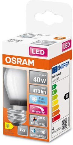 Osram Filament LED-Lampe Superstar+ CL P FIL 40 dimmbar E27 3,4W Kaltweiß CRI90 - Bild 1