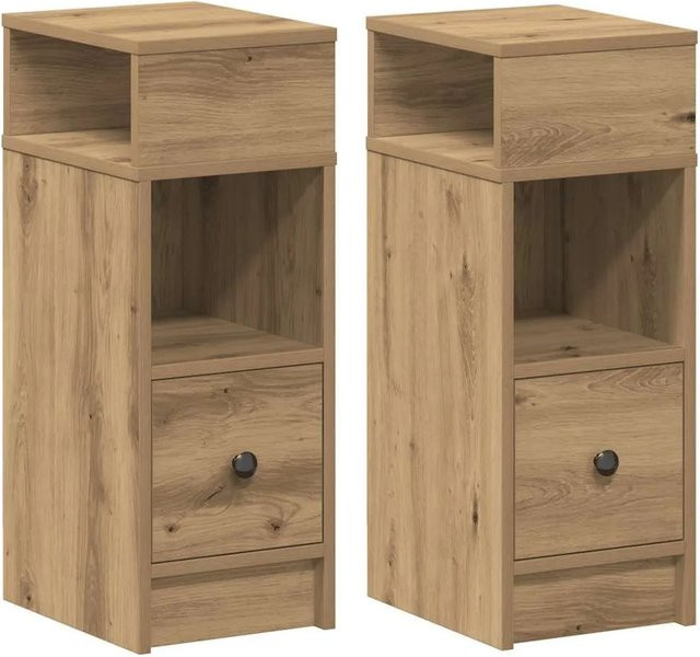 vidaXL Nachttische 2er Set mit Schublade in Artisan-Eiche, Farbe Braun, B/T/H: 25 x 31 x 66 cm - Bild 1