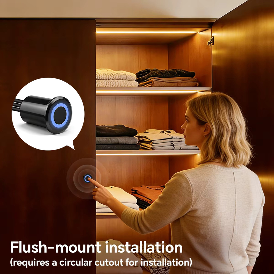 Lcamaw LED COB Wandleuchte in Schwarz mit dimmbarem Touch-Controller und warmweißem Licht für Schränke und Akustikplatten - Bild 3