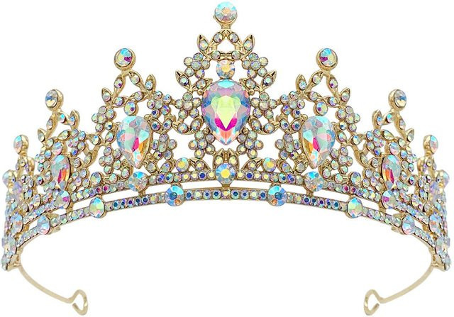 Wucifang Jewelry Brautkrone, Messing, Gold, Zirkonia, Kristall, Damen - Bild 1