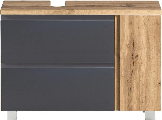 Held Möbel Unterbeckenschrank Ancona in matt Grau-Wotaneiche mit Ausschnitt, Breite: 85 cm - Bild 1