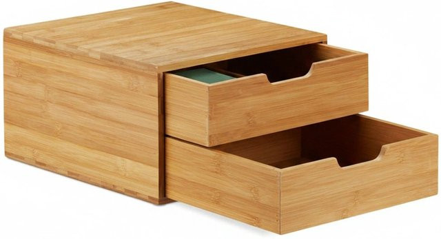 Relaxdays Schubladenbox aus Bambus in Natur mit 2 Einschüben, B/T/H: 18 x 30 x 31 cm - Bild 1