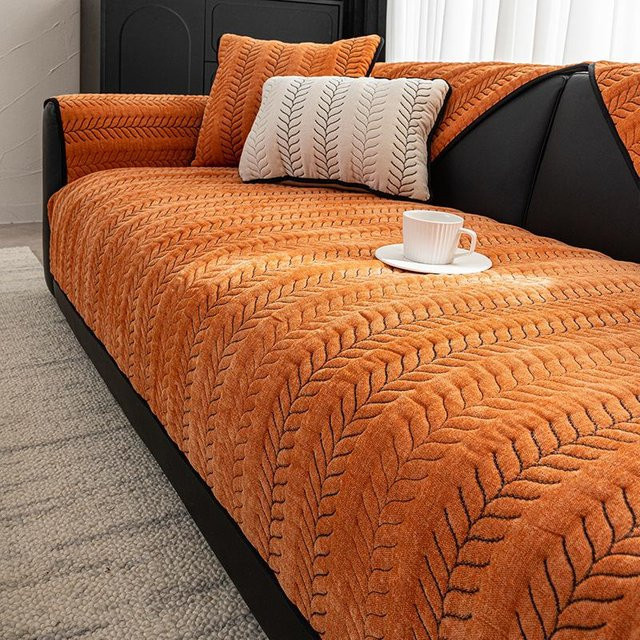 BC-Warm Home Luxus Retro Sofabezug aus Samt, einteiliges Sitzkissen mit Streifenmuster, B/H: 70 x 210 cm - Bild 1
