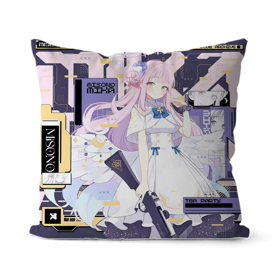Misono Mika Blue A-Archive Kissenbezug aus Plüsch in Blau, Weiß und Multicolour, quadratisch, Breite: 30 cm, Höhe: 30 cm - Bild 4