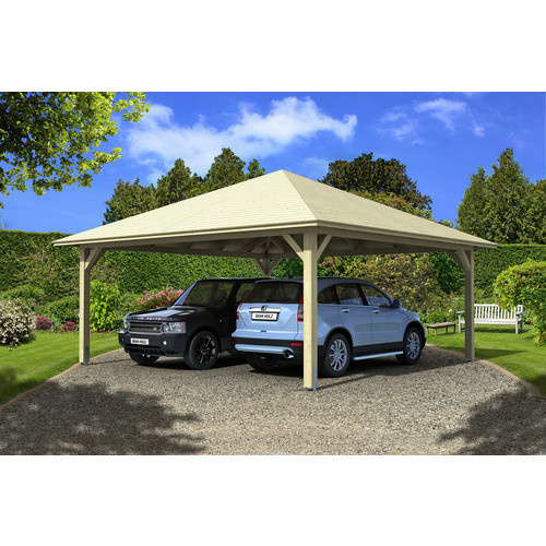 Skan Holz Carport Taunus aus BSH-Fichte mit Zeltdach in Beige, Breite: 634 cm, Tiefe: 634 cm, Höhe: 380 cm - Bild 2