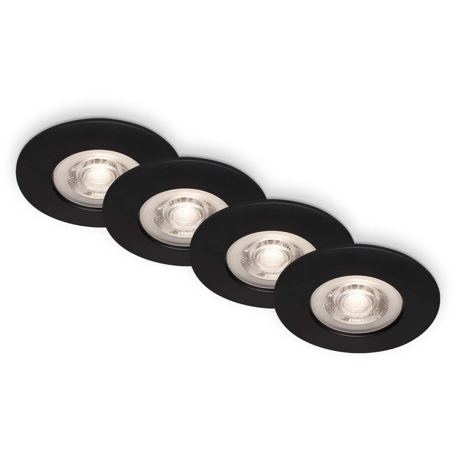Brilo Kulana LED Einbauleuchten 4er-Set, rund, Schwarz-Matt, Warmweiß, Durchmesser: 9 cm, Höhe: 2,5 cm - Bild 2