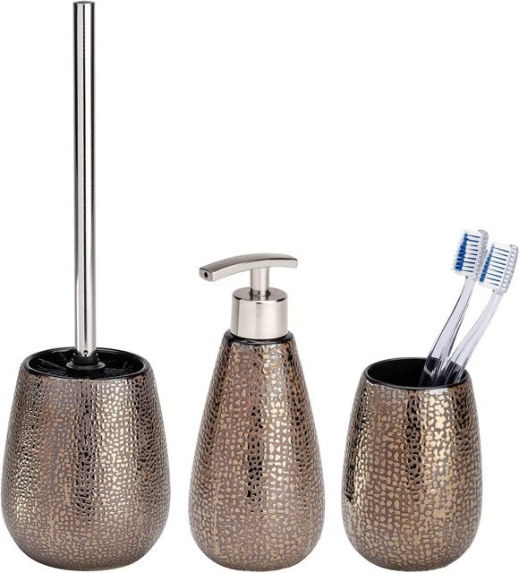 Wenko Bad-Accessoire-Set Marrakesh 3-teilig aus Keramik in Braun - Bild 1