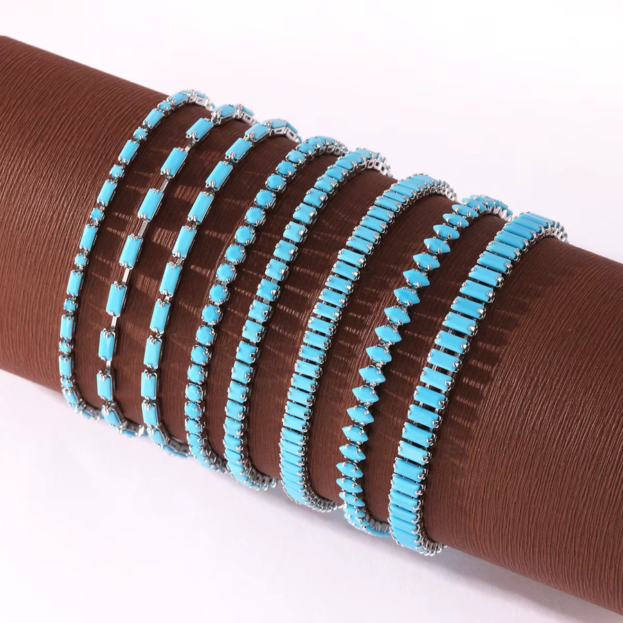 YUYAN Tennis-Armbänder, Blau, Türkis-CZ, Zirkonia, Gold, Unisex - Bild 2