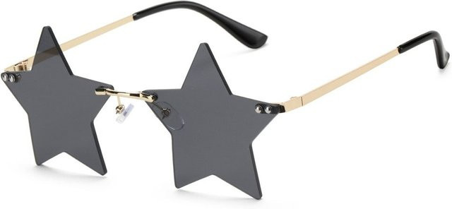 Sternform Sonnenbrille, randlos, Metall, black, Damen - Bild 1