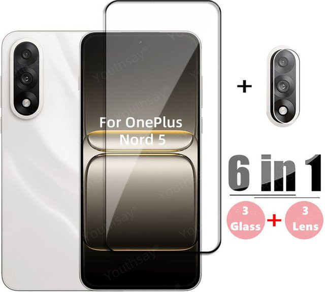 OnePlus Nord 5 Panzerglas Schutzfolie mit Vollabdeckung und Kameraschutz, Transparent - Bild 1