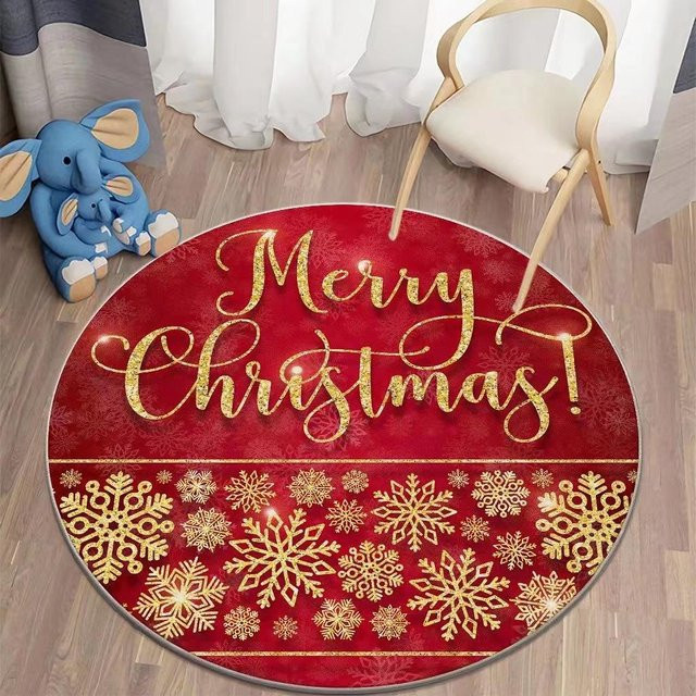 Runder Weihnachts-Teppich mit Cartoon-Motiv in Rot, Durchmesser: 60 cm - Bild 1